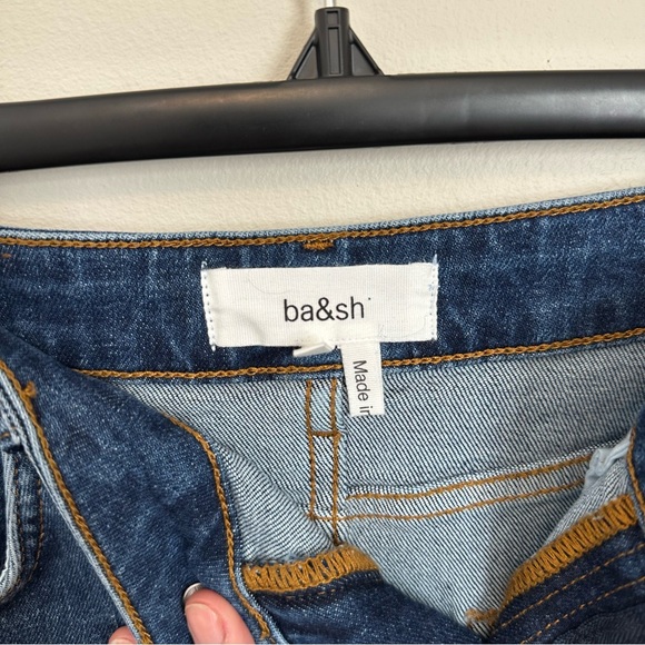 Evereve ba&sh Vicky Denim Skirt Size 36 NWT Colorblock Midi Skirt High Rise - Picture 8 of 12